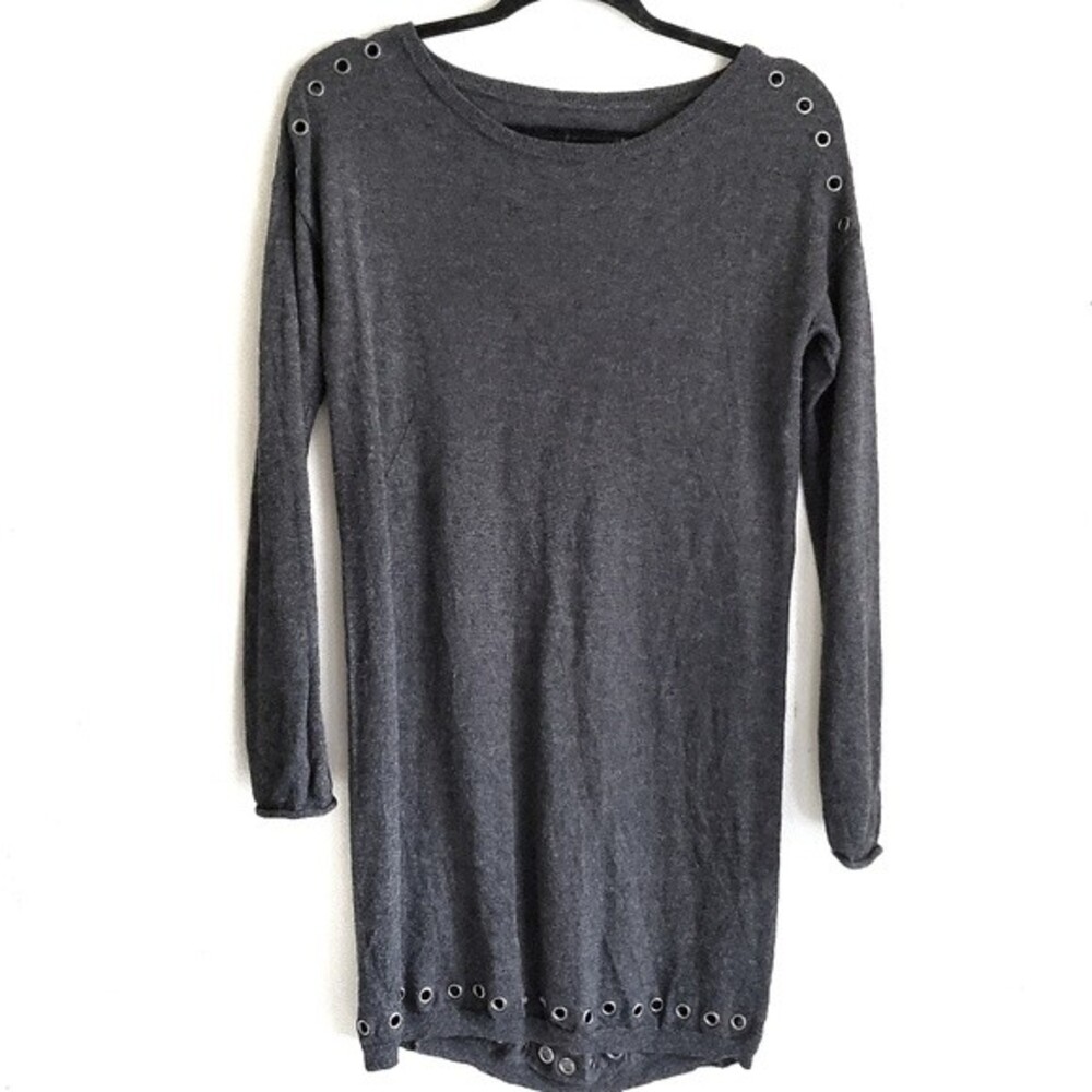Zadig & Voltaire Zooma LC Wool Cashmere Grommet Tunic Dress Gray S
